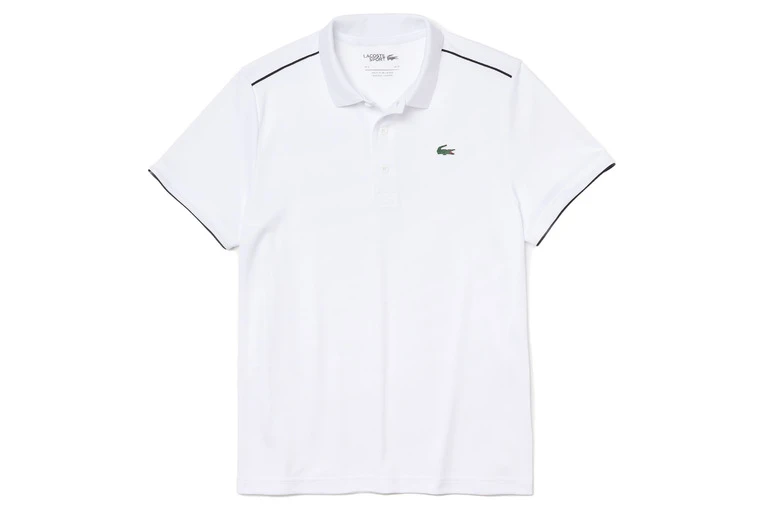 Lacoste Sport-poloshirt Met Contrasterende Paspels Wit/zwart Heren